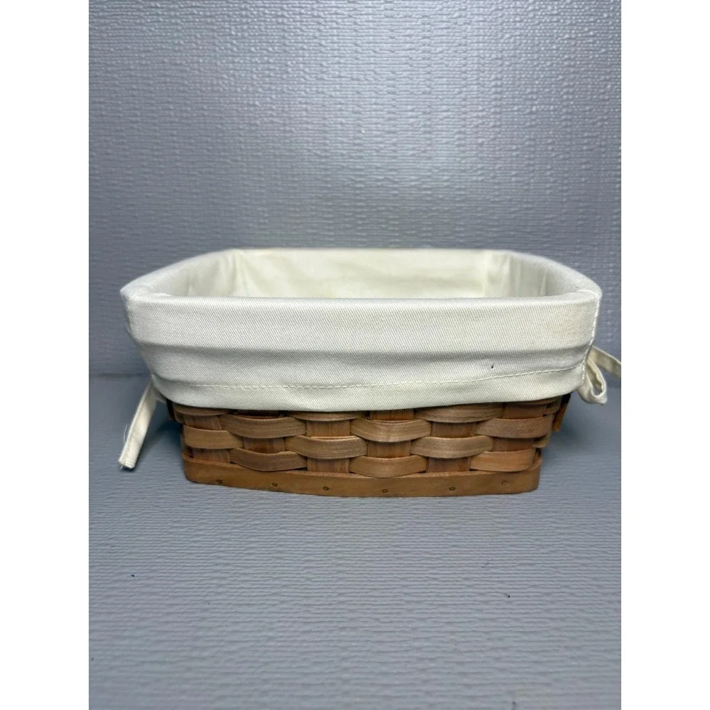 Vintage Longaberger Noel wicker Basket‎ with Embroidered Fabric Liner Brown